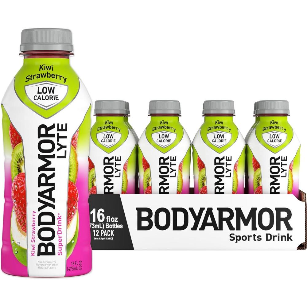 imageBODYARMOR LYTE Sports Drink LowCalorie Sports Beverage Kiwi Strawberry Coconut Water Hydration Natural Flavors With Vitamins PotassiumPacked Electrolytes Perfect For Athletes 16 Fl Oz Pack of 12Kiwi Strawberry