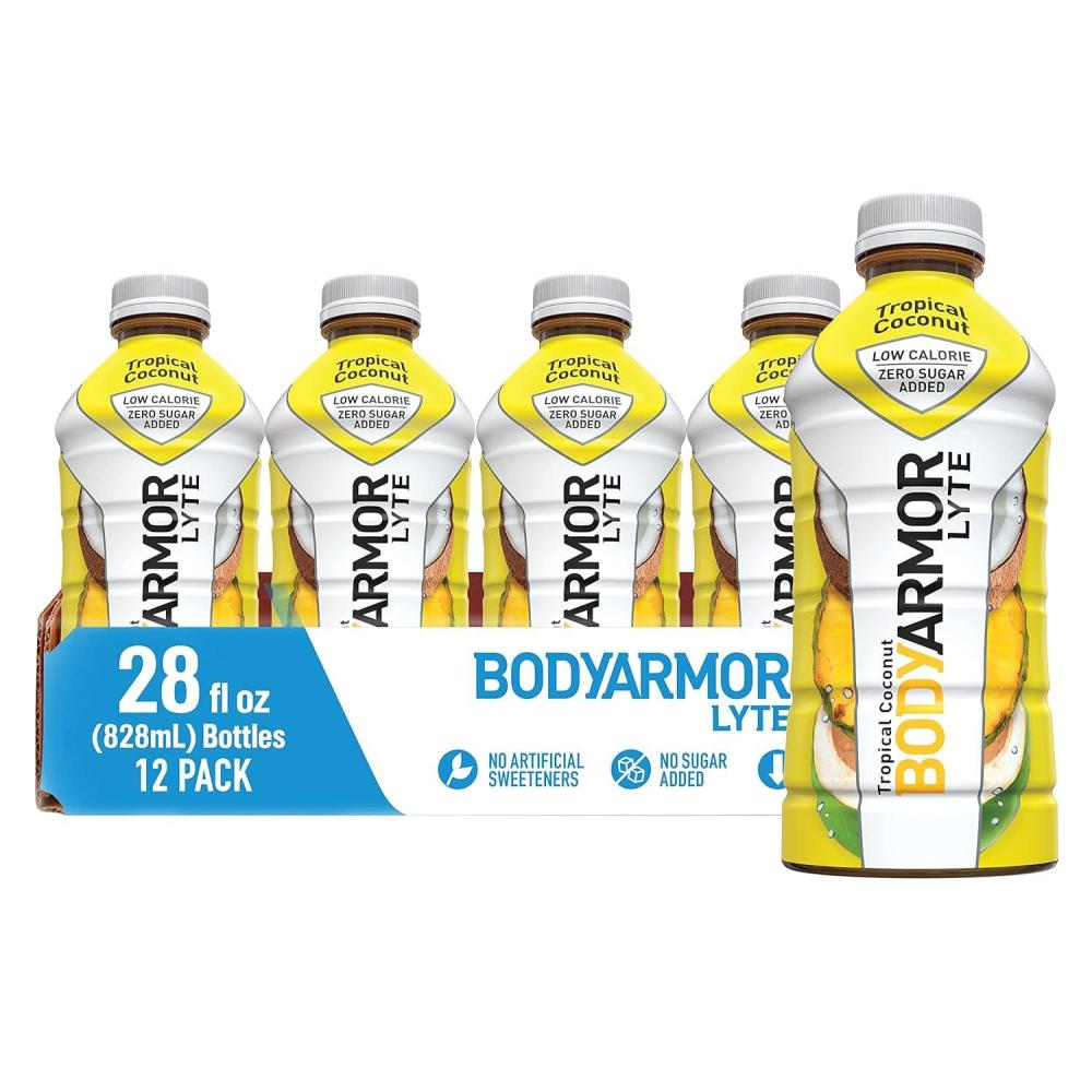 imageBODYARMOR LYTE Sports Drink LowCalorie Sports Beverage Kiwi Strawberry Coconut Water Hydration Natural Flavors With Vitamins PotassiumPacked Electrolytes Perfect For Athletes 16 Fl Oz Pack of 12Tropical Coconut
