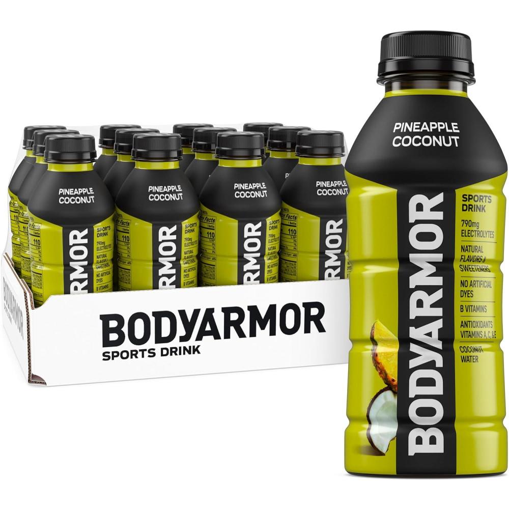 imageBODYARMOR Sports Drink Sports Beverage Pineapple Coconut Coconut Water Hydration Natural Flavors With Vitamins PotassiumPacked Electrolytes Perfect For Athletes 16 Fl Oz Pack of 12Pineapple Coconut