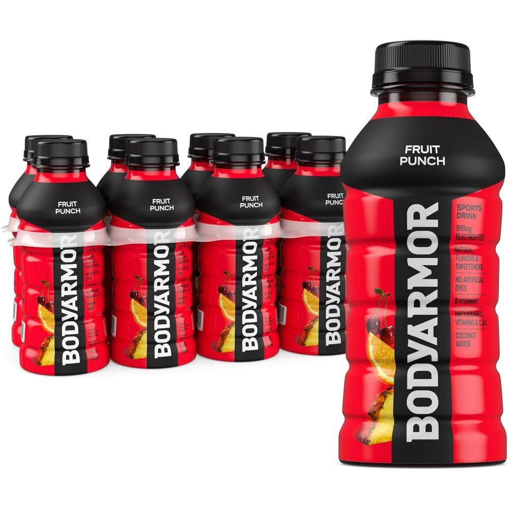 imageBODYARMOR Sports Drink Sports Beverage Strawberry Banana Coconut Water Hydration Natural Flavors With Vitamins PotassiumPacked Electrolytes Perfect For Athletes 12 Fl Oz Pack of 8Fruit Punch