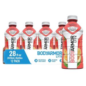 BODYARMOR LYTE Sports Drink Low-Calorie Sports Beverage, Kiwi Strawberry, Coconut Water Hydration, Natural Flavors With Vitamins, Potassium-Packed Electrolytes, Perfect For Athletes, 16 Fl Oz (Pack of 12)(Strawberry Banana)