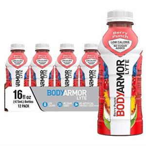 BODYARMOR LYTE Sports Drink Low-Calorie Sports Beverage, Kiwi Strawberry, Coconut Water Hydration, Natural Flavors With Vitamins, Potassium-Packed Electrolytes, Perfect For Athletes, 16 Fl Oz (Pack of 12)(Berry Punch)