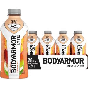 BODYARMOR LYTE Sports Drink Low-Calorie Sports Beverage, Kiwi Strawberry, Coconut Water Hydration, Natural Flavors With Vitamins, Potassium-Packed Electrolytes, Perfect For Athletes, 16 Fl Oz (Pack of 12)(Peach Mango)