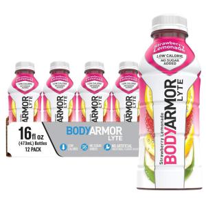 BODYARMOR LYTE Sports Drink Low-Calorie Sports Beverage, Kiwi Strawberry, Coconut Water Hydration, Natural Flavors With Vitamins, Potassium-Packed Electrolytes, Perfect For Athletes, 16 Fl Oz (Pack of 12)(Strawberry)