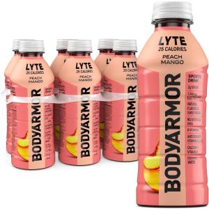 BODYARMOR LYTE Sports Drink Low-Calorie Sports Beverage, Peach Mango, Coconut Water Hydration, Natural Flavors With Vitamins, Potassium-Packed Electrolytes, Perfect For Athletes, 20Fl Oz (Pack of 6)(Peach Mango)