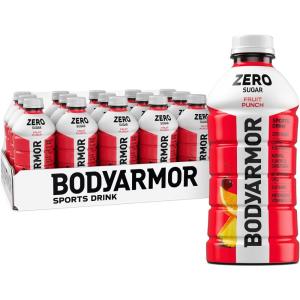 BODYARMOR ZERO Sugar Fruit Punch, Sugar Free Sports Drink – Low-Calorie Hydration – Natural Flavors with Potassium Packed Electrolytes, Antioxidants, and B-vitamins, 28 fl oz (Pack of 15)
