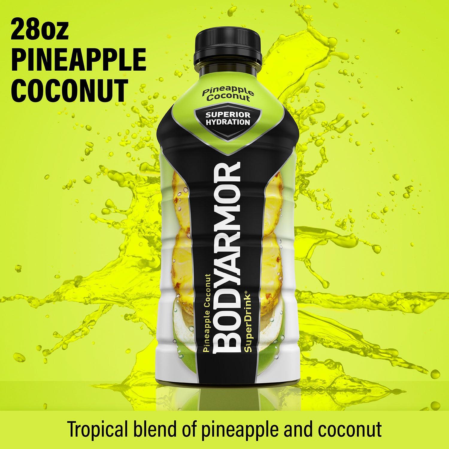 imageBODYARMOR Sports Drink Sports Beverage Blackout Berry Coconut Water Hydration Natural Flavors With Vitamins PotassiumPacked Electrolytes Perfect For Athletes 28 Fl Oz Pack of 12Pineapple Coconut