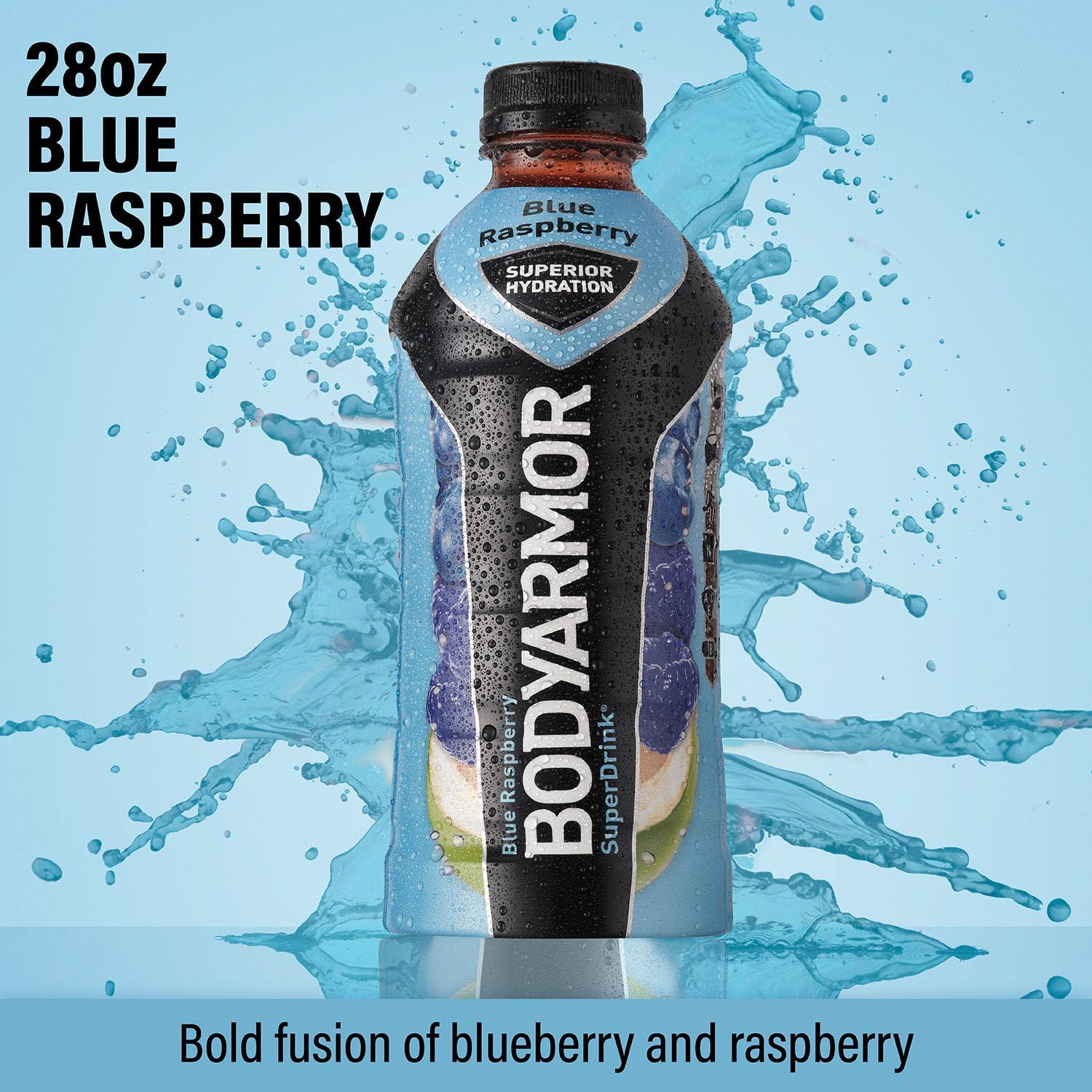 imageBODYARMOR Sports Drink Sports Beverage Blue Raspberry Coconut Water Hydration Natural Flavors With Vitamins PotassiumPacked Electrolytes Perfect For Athletes 28 Fl Oz Pack of 12