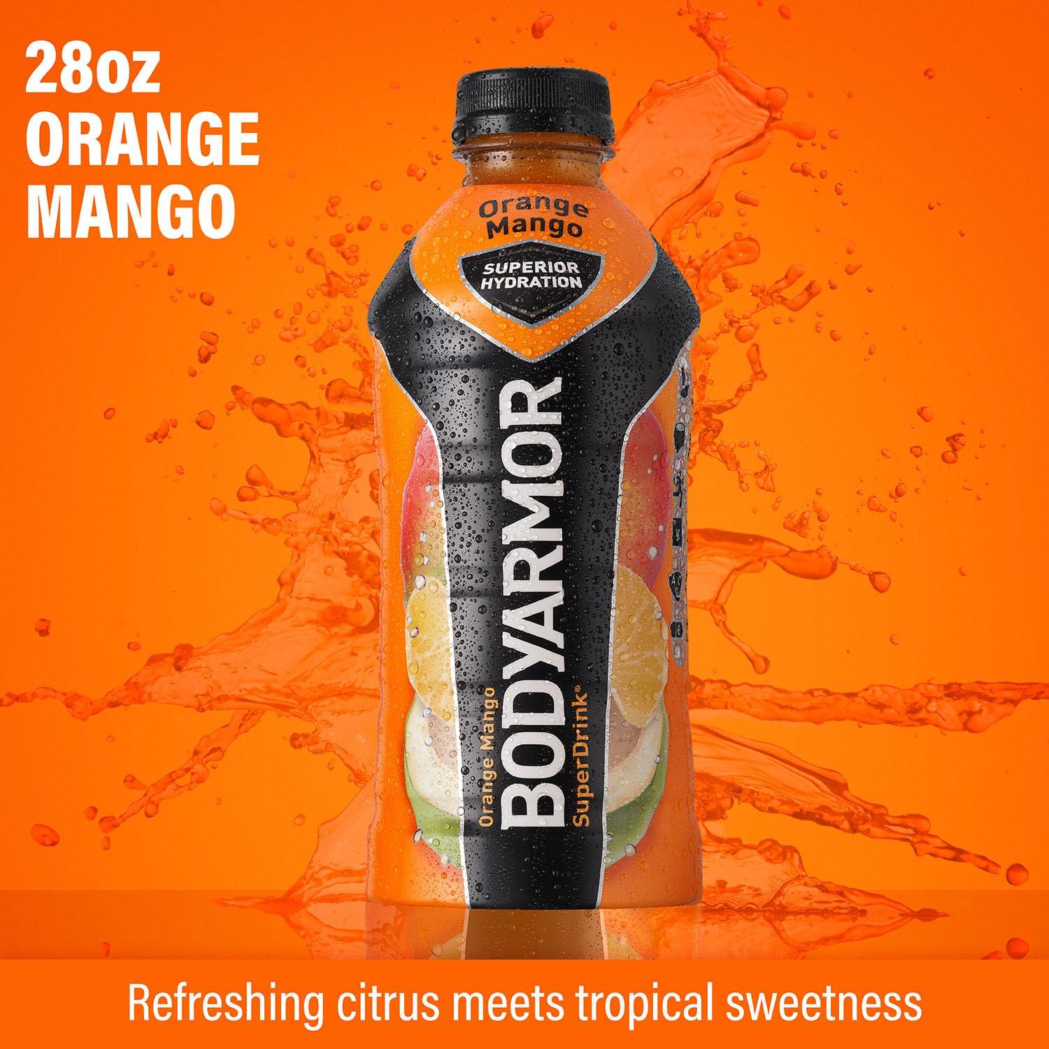 imageBODYARMOR Sports Drink Sports Beverage Orange Mango Coconut Water Hydration Natural Flavors With Vitamins PotassiumPacked Electrolytes Perfect For Athletes 28 Fl Oz Pack of 12