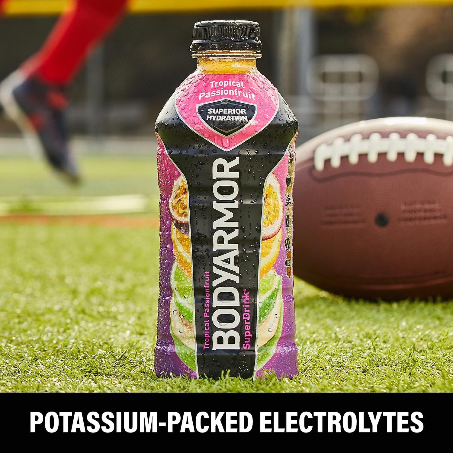 imageBODYARMOR Sports Drink Sports Beverage Tropical Passionfruit Coconut Water Hydration Natural Flavors With Vitamins PotassiumPacked Electrolytes Perfect For Athletes 28 Fl Oz Pack of 12