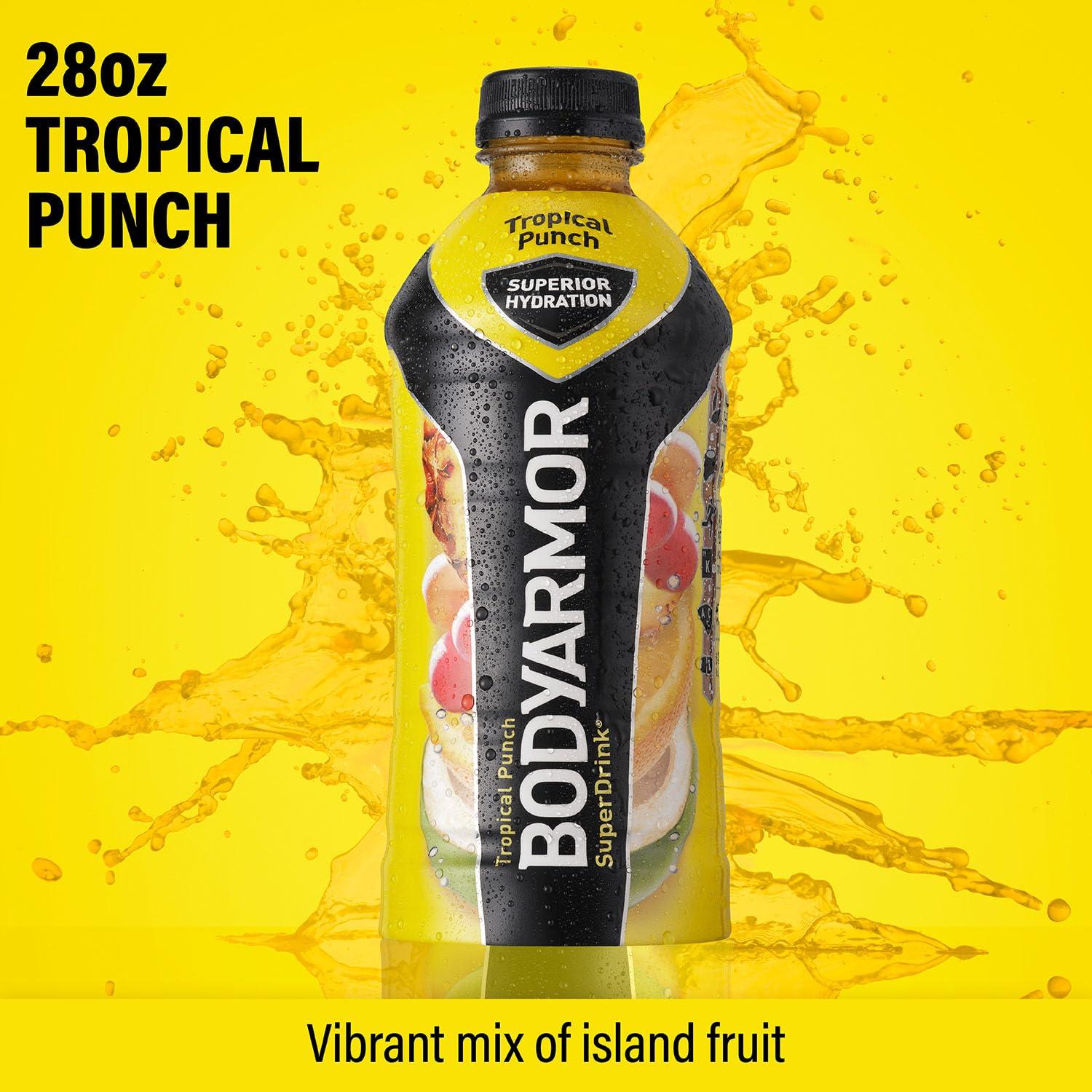 imageBODYARMOR Sports Drink Sports Beverage Tropical Punch Coconut Water Hydration Natural Flavor With Vitamins PotassiumPacked Electrolytes Perfect For Athletes 28 Fl Oz Pack of 12