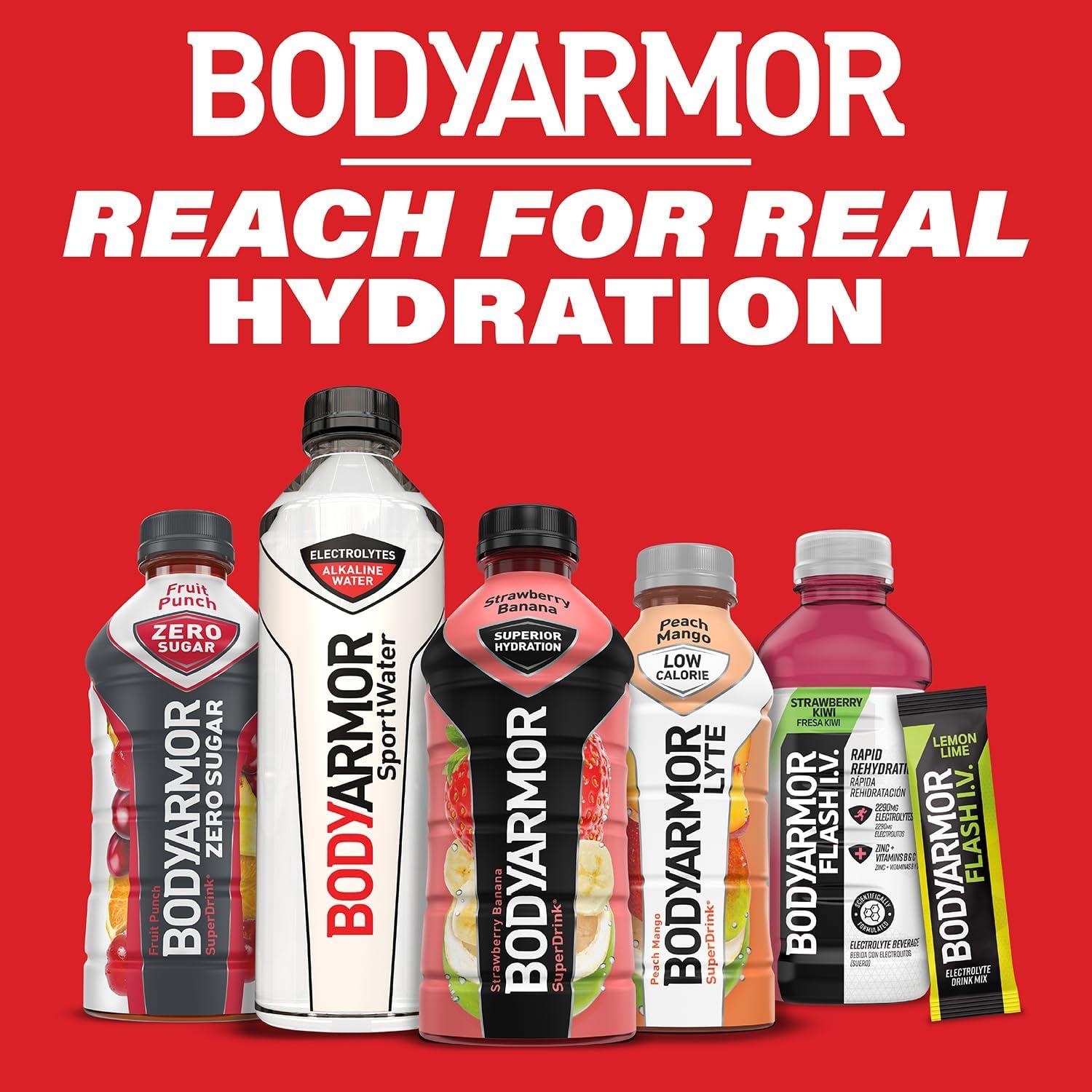 imageBODYARMOR ZERO Sugar Fruit Punch Sugar Free Sports Drink LowCalorie Hydration Natural Flavors with Potassium Packed Electrolytes Antioxidants and Bvitamins 28 fl oz Pack of 12