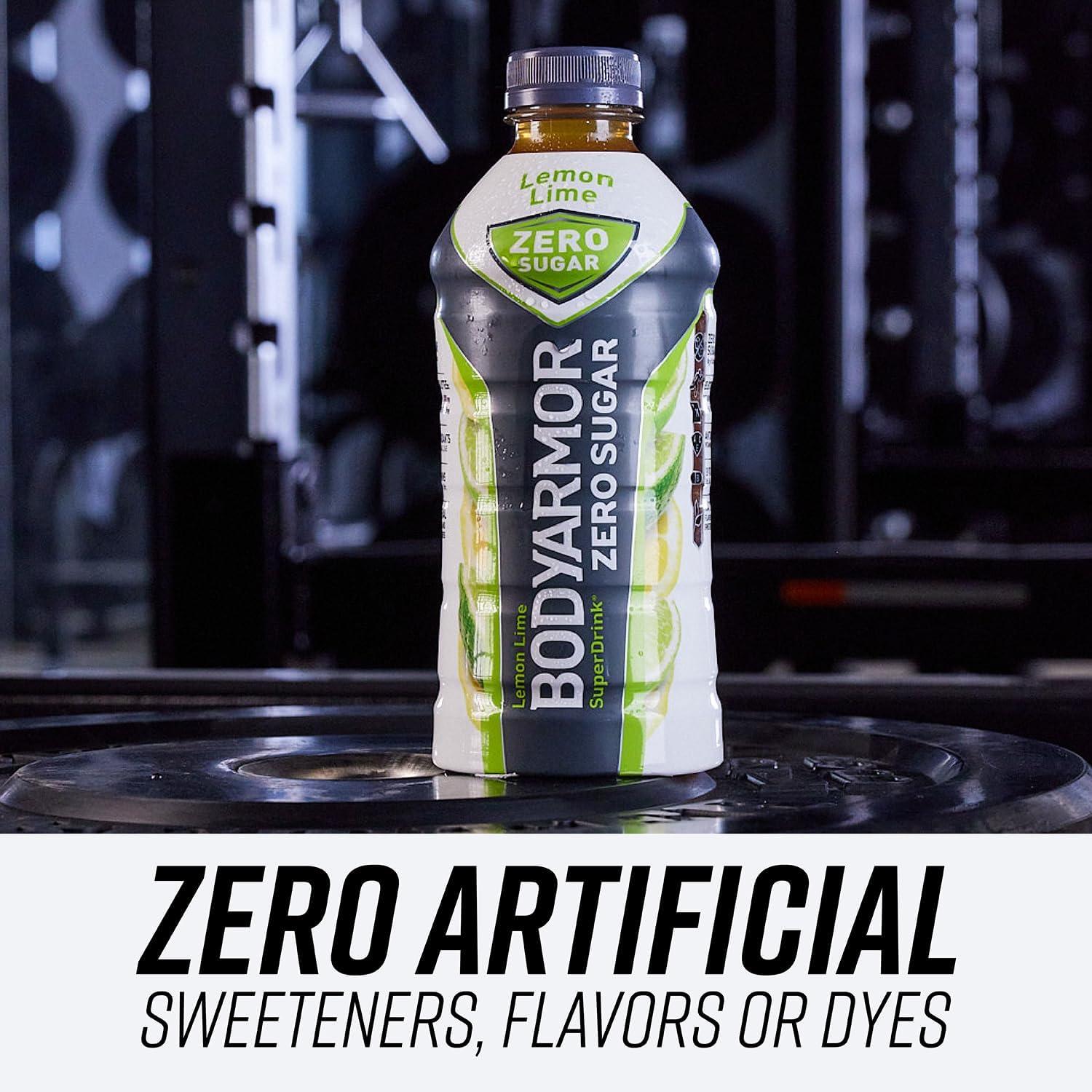 imageBODYARMOR ZERO Sugar Lemon Lime Sugar Free Sports Drink LowCalorie Hydration Natural Flavors with Potassium Packed Electrolytes Antioxidants and Bvitamins 28 fl oz Pack of 12