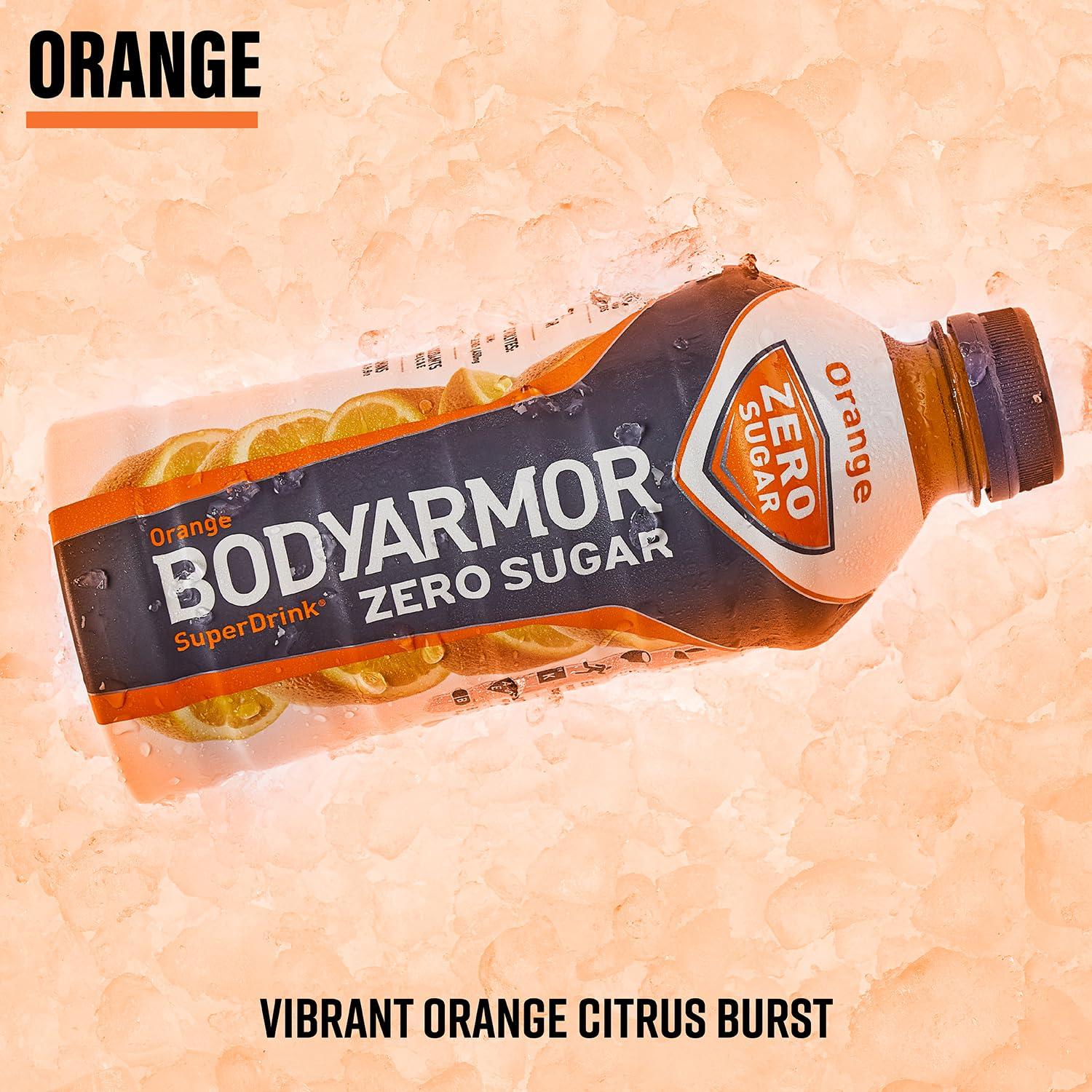 imageBODYARMOR ZERO Sugar Orange Sugar Free Sports Drink LowCalorie Hydration Natural Flavors with Potassium Packed Electrolytes Antioxidants and Bvitamins 28 fl oz Pack of 12
