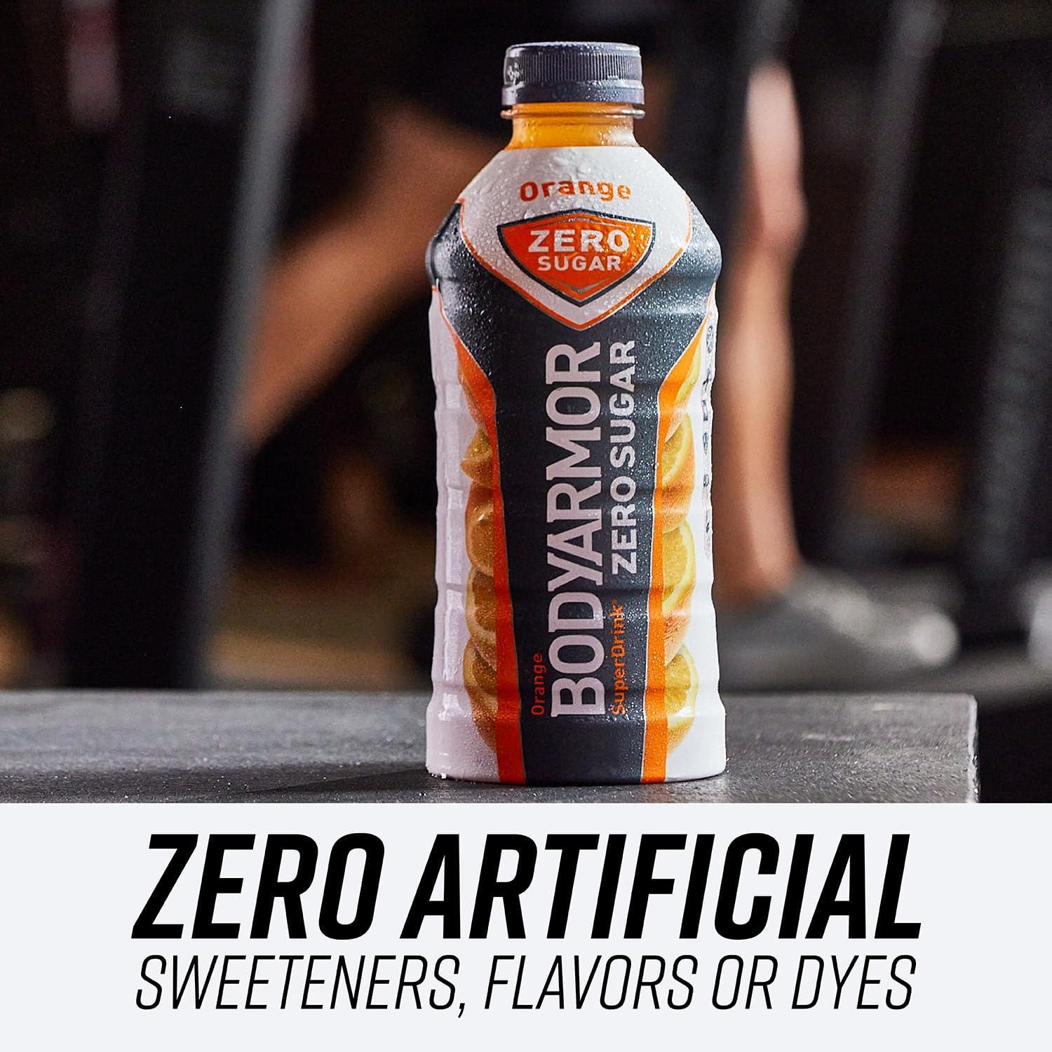 imageBODYARMOR ZERO Sugar Orange Sugar Free Sports Drink LowCalorie Hydration Natural Flavors with Potassium Packed Electrolytes Antioxidants and Bvitamins 28 fl oz Pack of 12