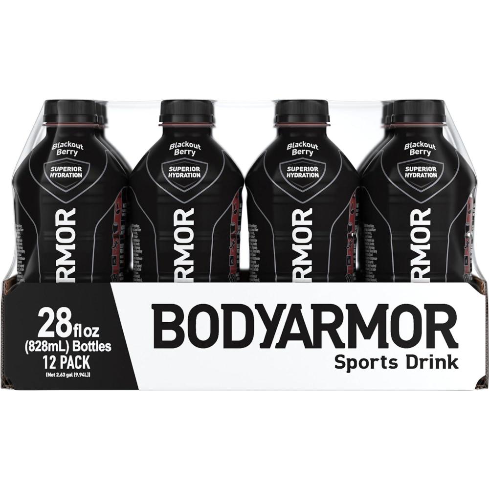 imageBODYARMOR Sports Drink Sports Beverage Blackout Berry Coconut Water Hydration Natural Flavors With Vitamins PotassiumPacked Electrolytes Perfect For Athletes 28 Fl Oz Pack of 12Blackout Berry