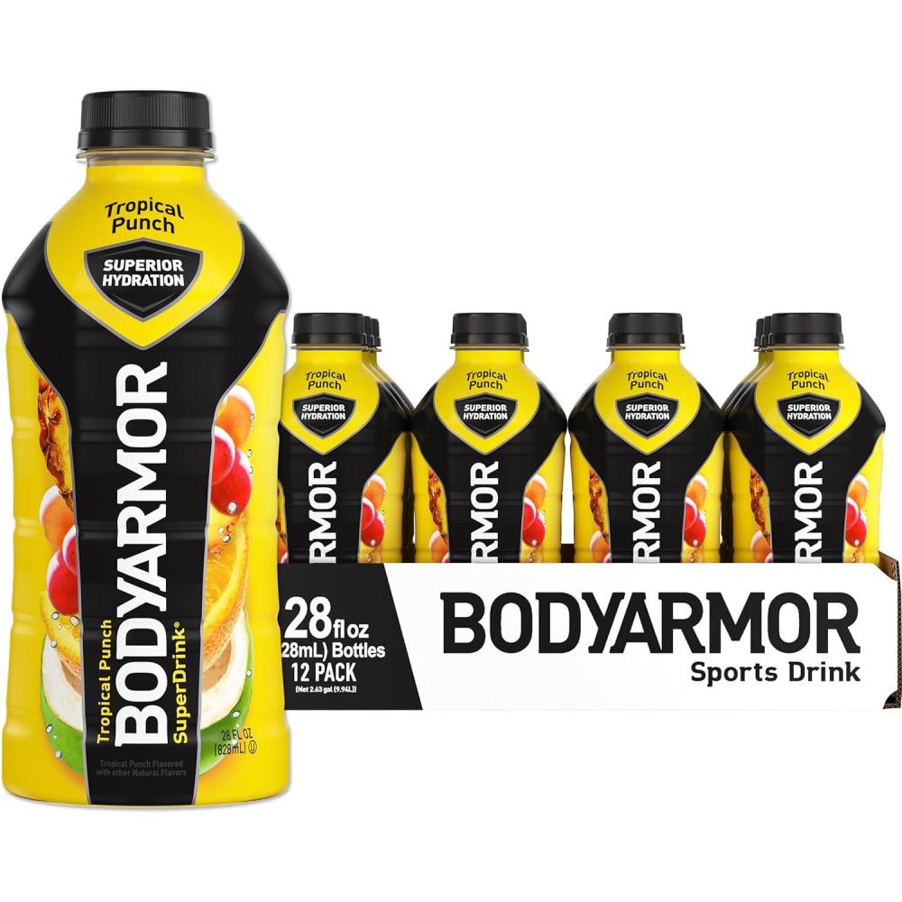 imageBODYARMOR Sports Drink Sports Beverage Tropical Punch Coconut Water Hydration Natural Flavor With Vitamins PotassiumPacked Electrolytes Perfect For Athletes 28 Fl Oz Pack of 12
