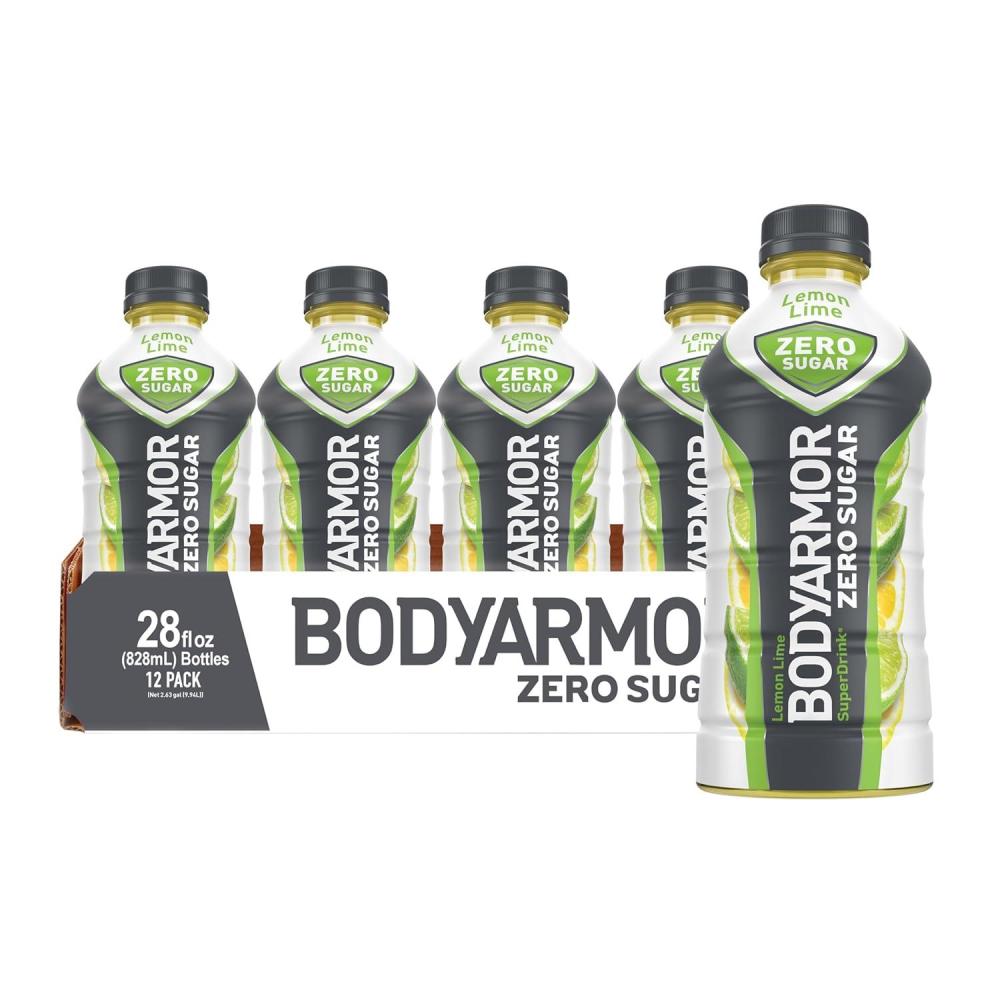 imageBODYARMOR ZERO Sugar Lemon Lime Sugar Free Sports Drink LowCalorie Hydration Natural Flavors with Potassium Packed Electrolytes Antioxidants and Bvitamins 28 fl oz Pack of 12