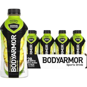 BODYARMOR Sports Drink Sports Beverage, Blackout Berry, Coconut Water Hydration, Natural Flavors With Vitamins, Potassium-Packed Electrolytes, Perfect For Athletes, 28 Fl Oz (Pack of 12)(Pineapple Coconut)