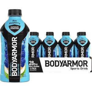 BODYARMOR Sports Drink Sports Beverage, Blue Raspberry, Coconut Water Hydration, Natural Flavors With Vitamins, Potassium-Packed Electrolytes, Perfect For Athletes, 28 Fl Oz (Pack of 12)