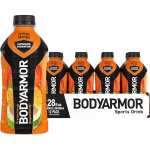 BODYARMOR Sports Drink Sports Beverage, Orange Mango, Coconut Water Hydration, Natural Flavors With Vitamins, Potassium-Packed Electrolytes, Perfect For Athletes, 28 Fl Oz (Pack of 12)