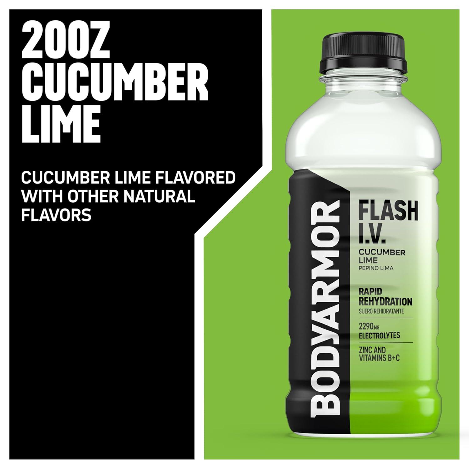 image:imageBODYARMOR FLASH IV Pineapple Passionfruit Zero Caffeine 20 fl oz bottles 12 packCucumber Lime