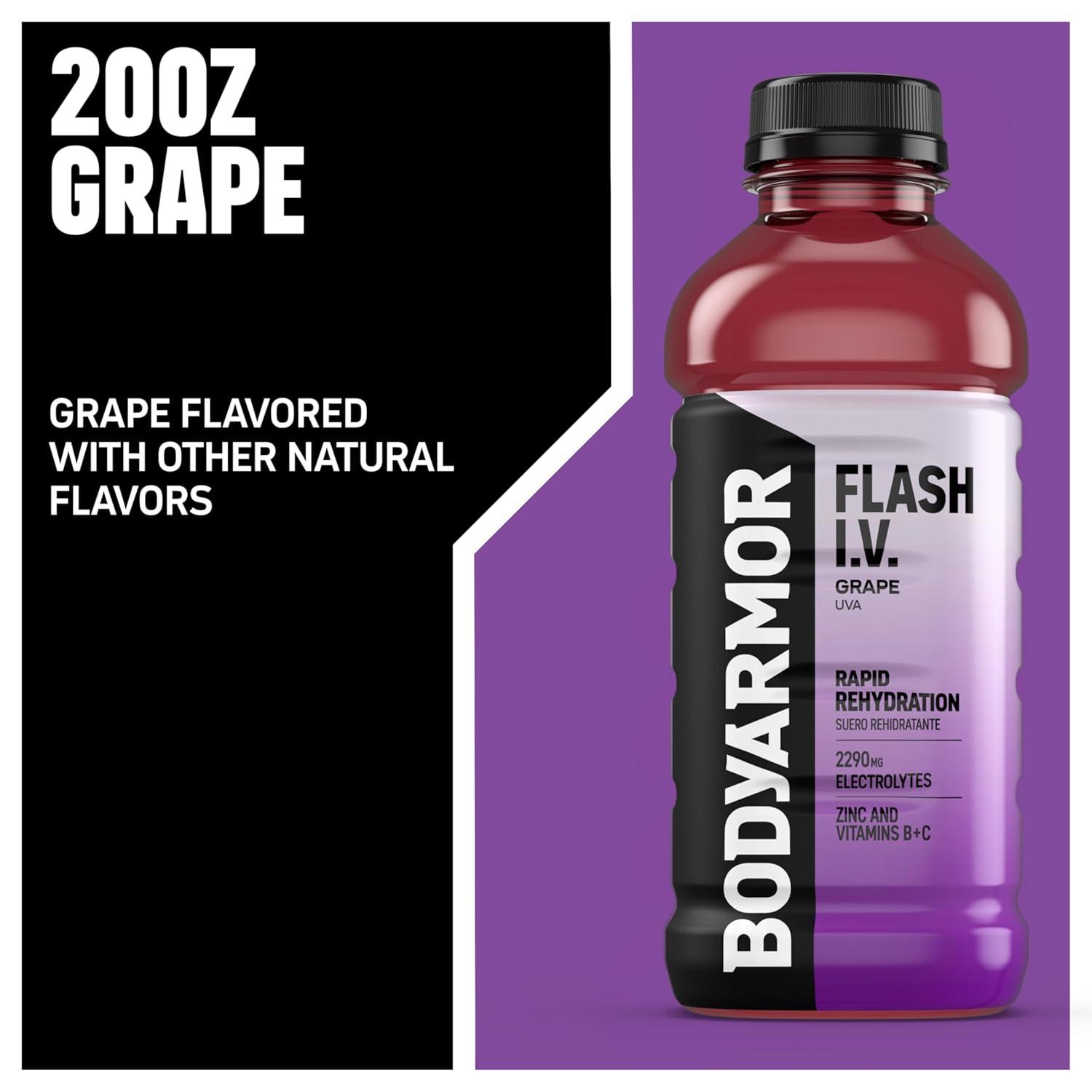 image:imageBODYARMOR FLASH IV Pineapple Passionfruit Zero Caffeine 20 fl oz bottles 12 packGrape