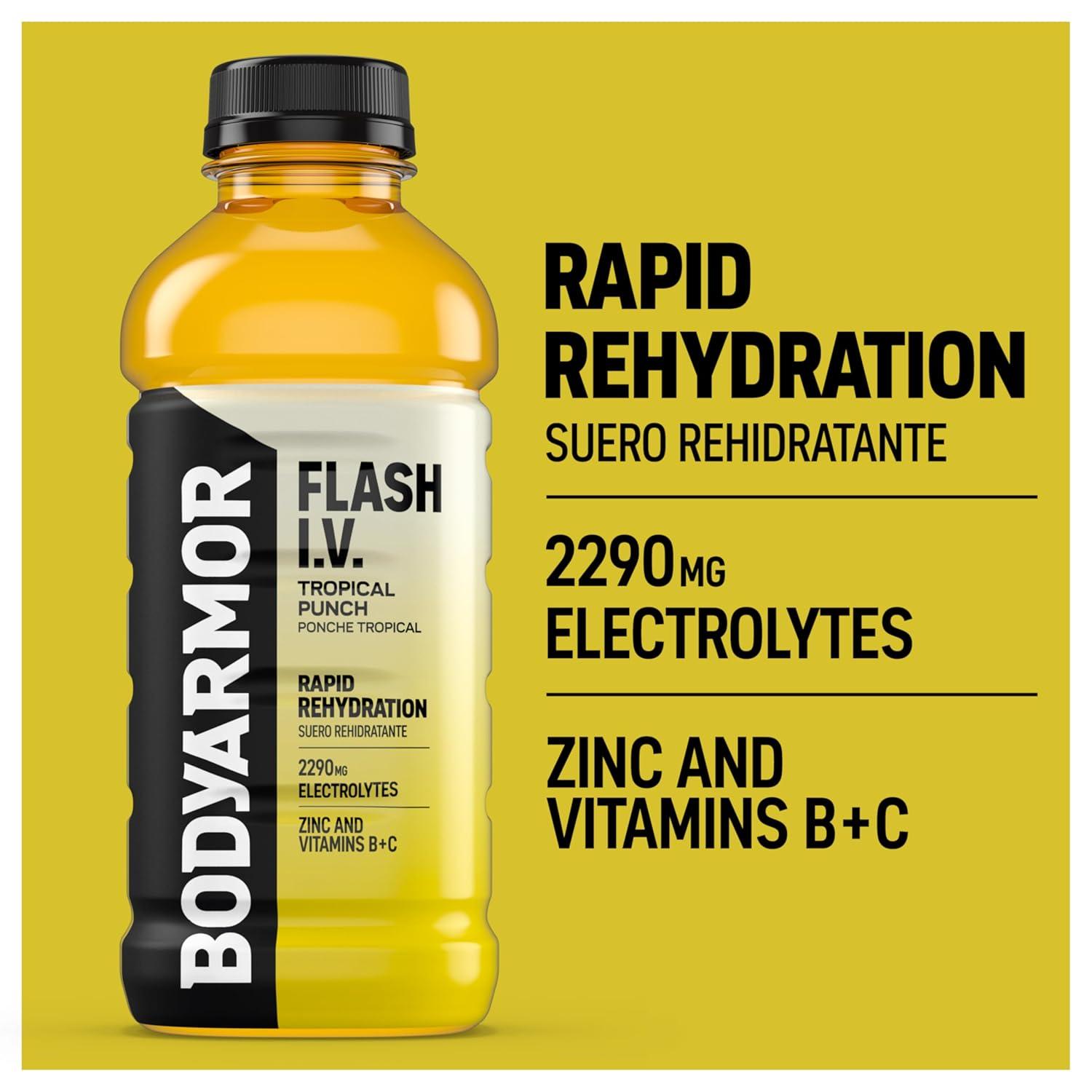 image:imageBODYARMOR FLASH IV Pineapple Passionfruit Zero Caffeine 20 fl oz bottles 12 packTropical Punch