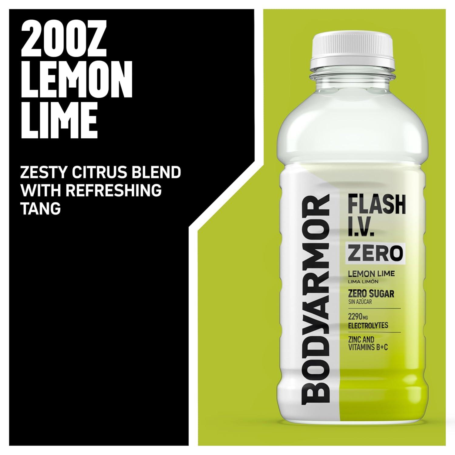 image:imageBODYARMOR FLASH IV Pineapple Passionfruit Zero Caffeine 20 fl oz bottles 12 packZero Sugar Lemon Lime