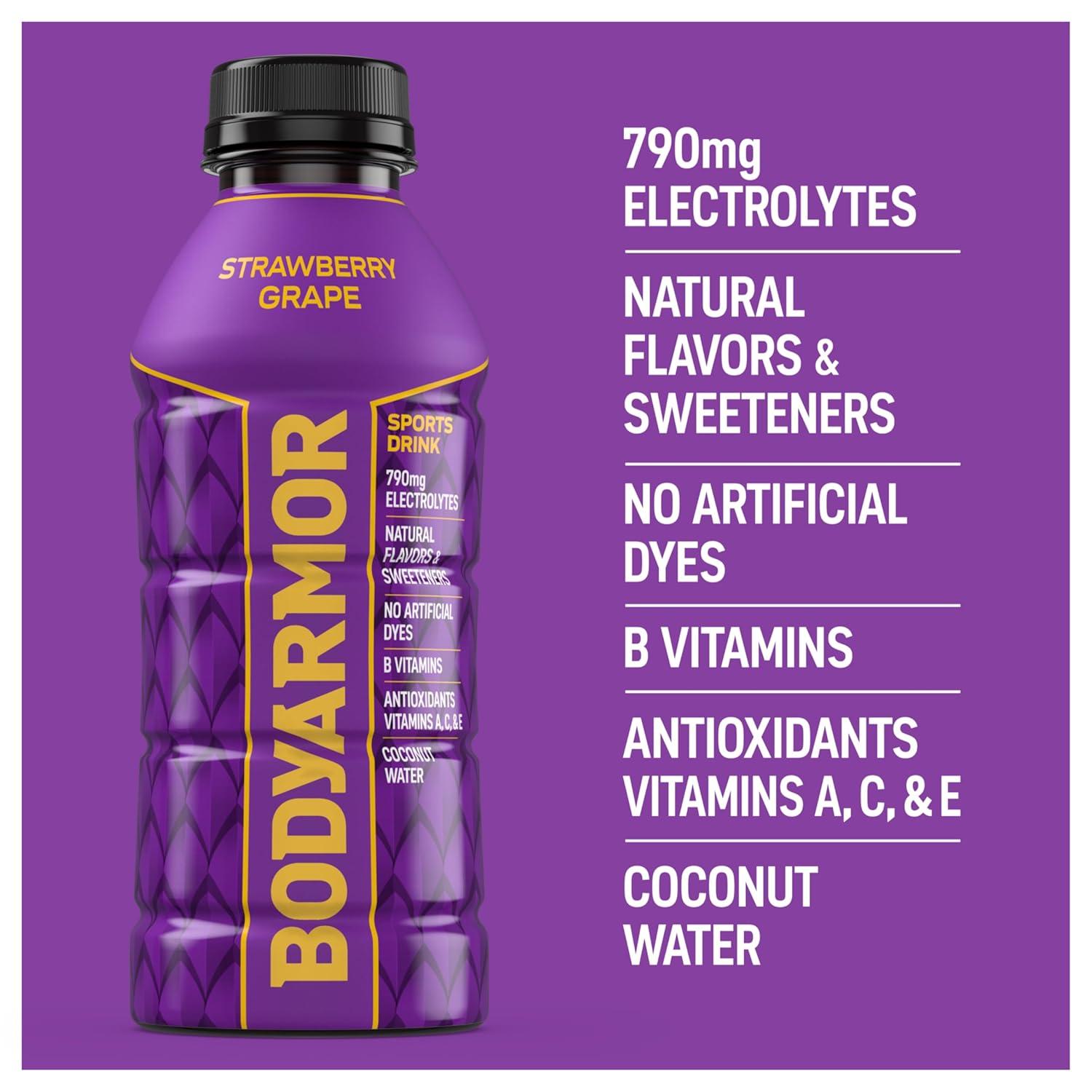 image:imageBODYARMOR Sports Drink Tropical Passionfruit Electrolyte Drink Hydration 16 Fl Oz Bottles 12 Pack Flavored Coconut Water with B Vitamins amp AntioxidantsStrawberry Grape