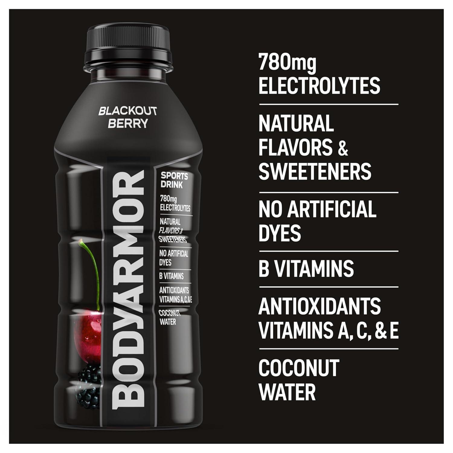 image:imageBODYARMOR Sports Drink Tropical Passionfruit Electrolyte Drink Hydration 16 Fl Oz Bottles 12 Pack Flavored Coconut Water with B Vitamins amp AntioxidantsBlackout Berry