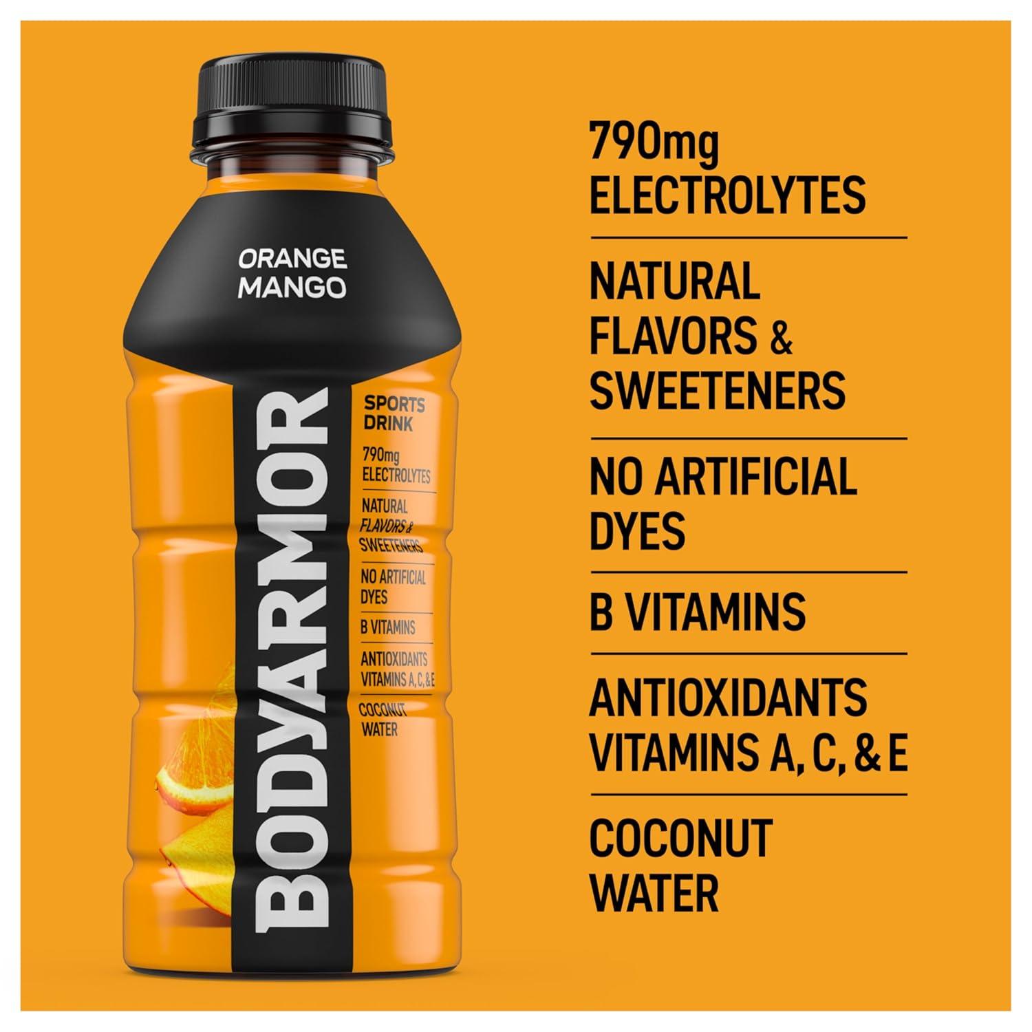 image:imageBODYARMOR Sports Drink Tropical Passionfruit Electrolyte Drink Hydration 16 Fl Oz Bottles 12 Pack Flavored Coconut Water with B Vitamins amp AntioxidantsOrange Mango