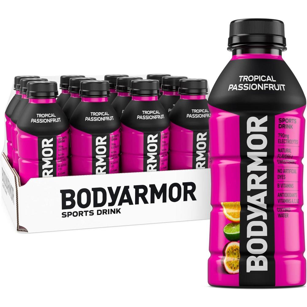 image:imageBODYARMOR Sports Drink Tropical Passionfruit Electrolyte Drink Hydration 16 Fl Oz Bottles 12 Pack Flavored Coconut Water with B Vitamins amp AntioxidantsTropical Passionfruit