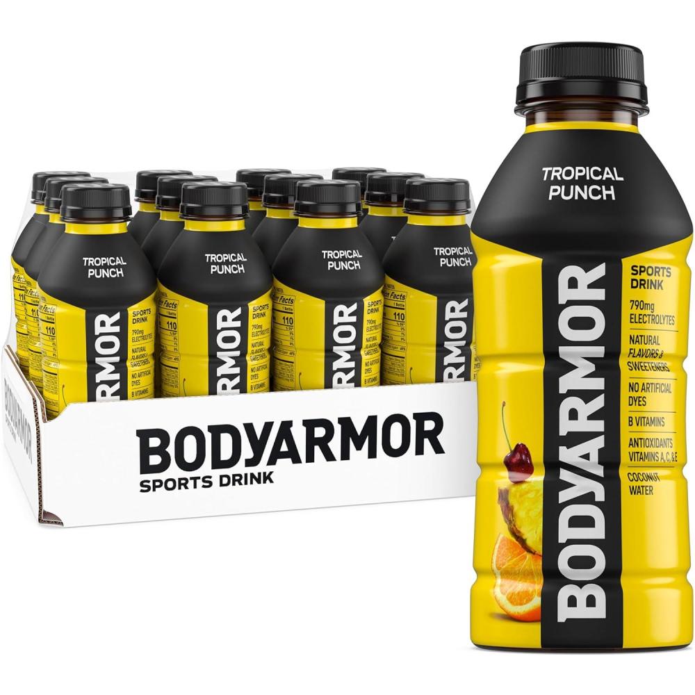 image:imageBODYARMOR Sports Drink Tropical Passionfruit Electrolyte Drink Hydration 16 Fl Oz Bottles 12 Pack Flavored Coconut Water with B Vitamins amp AntioxidantsTropical Punch