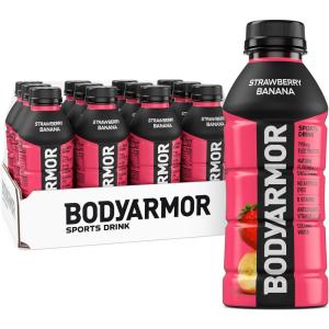 BODYARMOR Sports Drink, Tropical Passionfruit, Electrolyte Drink Hydration, 16 Fl Oz Bottles (12 Pack), Flavored Coconut Water with B Vitamins & Antioxidants(Strawberry Banana)