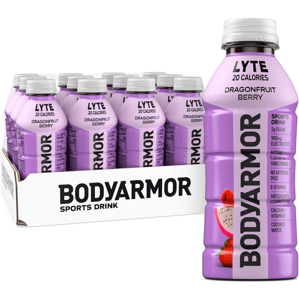 image:imageBODYARMOR ZERO Sugar Watermelon Strawberry Electrolyte Drink Natural Flavors 16 Fl Oz Bottles 12 Pack B Vitamins amp Antioxidants Sugar Free HydrationLyte Dragonfruit Berry