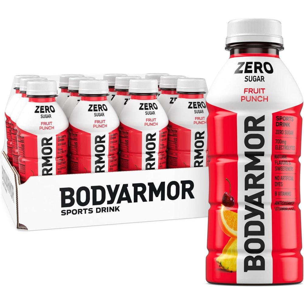 image:imageBODYARMOR ZERO Sugar Watermelon Strawberry Electrolyte Drink Natural Flavors 16 Fl Oz Bottles 12 Pack B Vitamins amp Antioxidants Sugar Free HydrationZero Fruit Punch