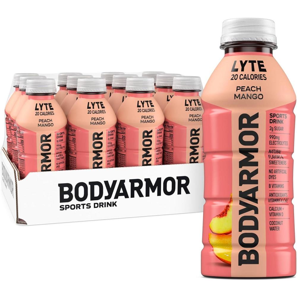 image:imageBODYARMOR ZERO Sugar Watermelon Strawberry Electrolyte Drink Natural Flavors 16 Fl Oz Bottles 12 Pack B Vitamins amp Antioxidants Sugar Free HydrationLyte Peach Mango