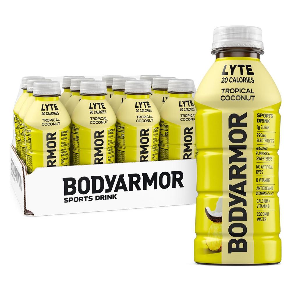 image:imageBODYARMOR ZERO Sugar Watermelon Strawberry Electrolyte Drink Natural Flavors 16 Fl Oz Bottles 12 Pack B Vitamins amp Antioxidants Sugar Free HydrationLyte Tropical Coconut