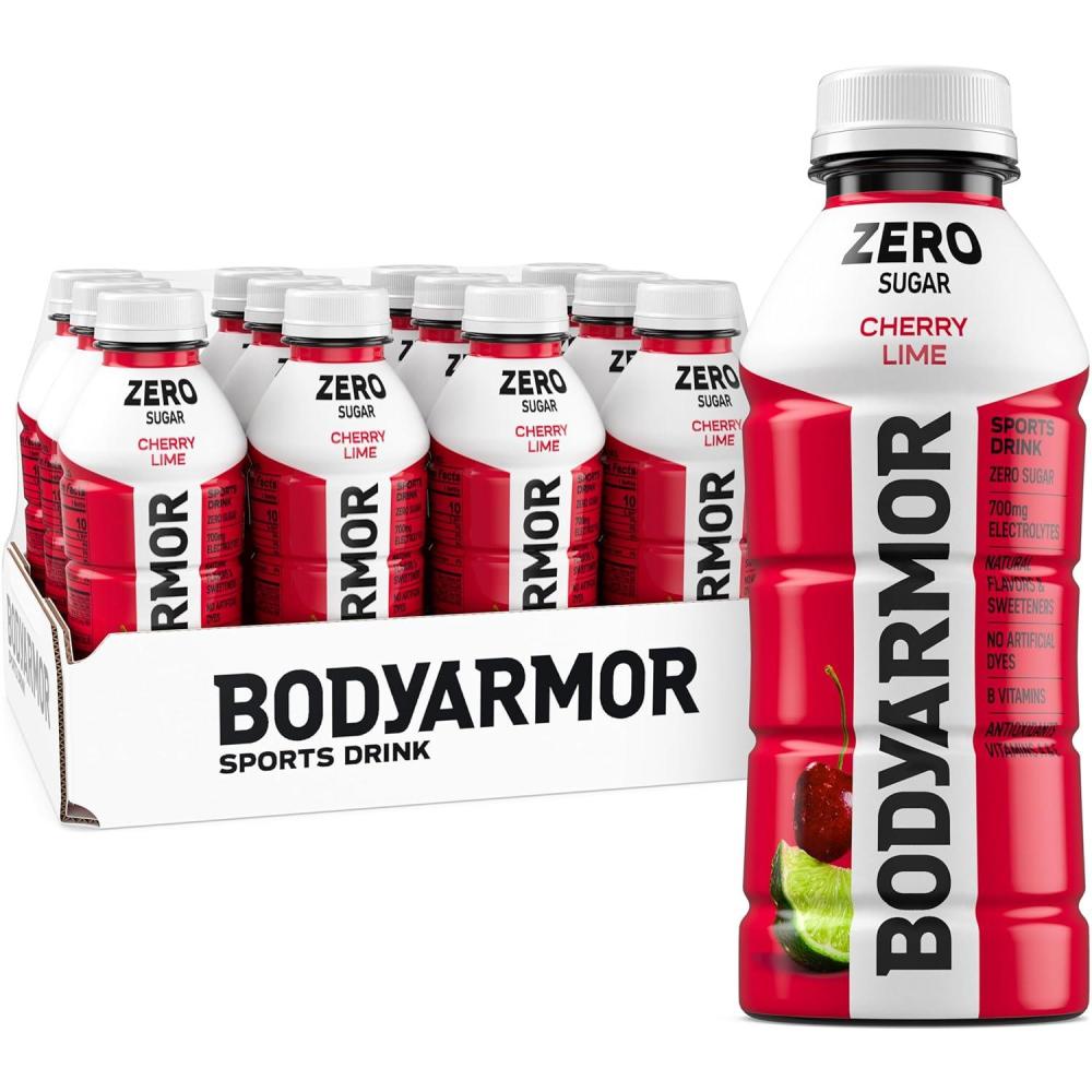 image:imageBODYARMOR ZERO Sugar Watermelon Strawberry Electrolyte Drink Natural Flavors 16 Fl Oz Bottles 12 Pack B Vitamins amp Antioxidants Sugar Free HydrationZero Cherry Lime