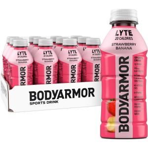 BODYARMOR ZERO Sugar Watermelon Strawberry Electrolyte Drink, Natural Flavors, 16 Fl Oz Bottles (12 Pack), B Vitamins & Antioxidants Sugar Free Hydration(Lyte Strawberry Banana)