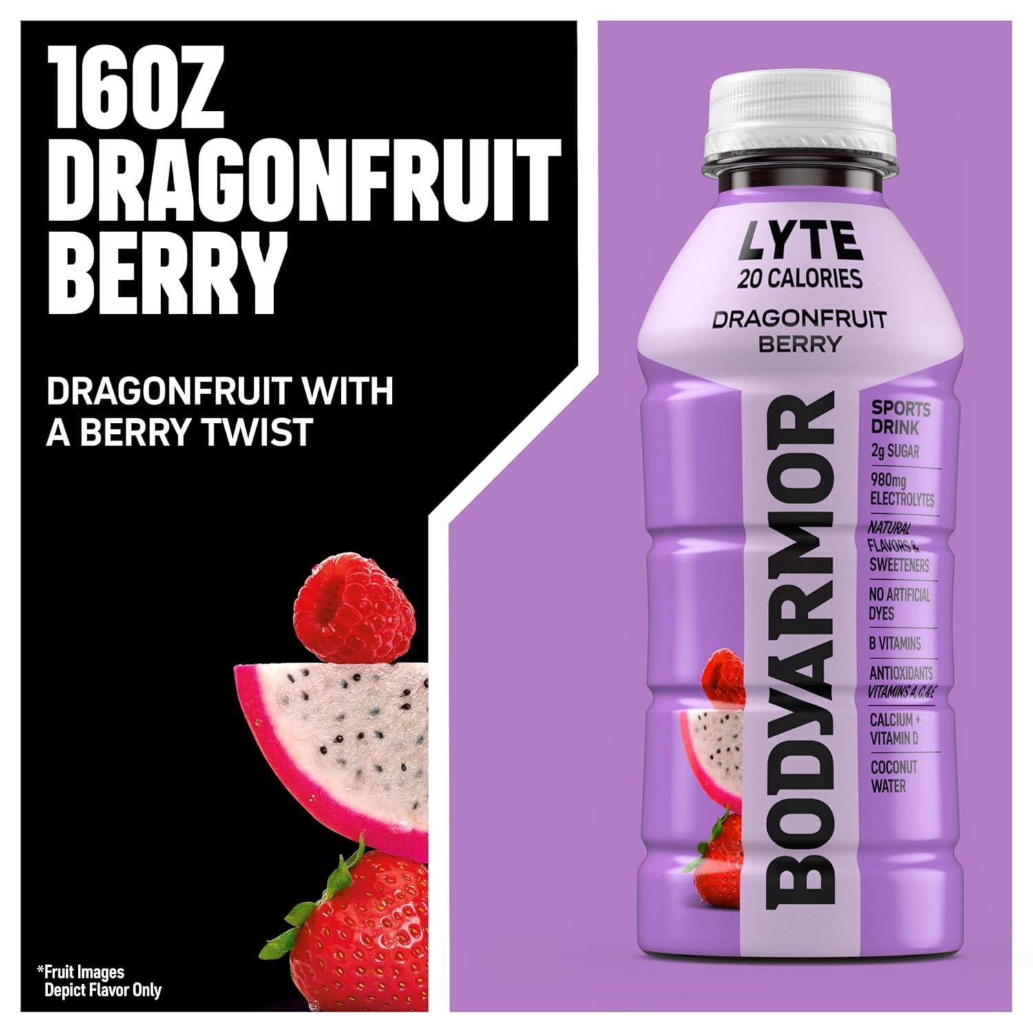image:imageBODYARMOR LYTE Dragonfruit Berry Electrolyte Drink 20 Calories 16 Fl Oz Bottles 6 Pack Coconut Water Sports Drink Natural Flavor amp B VitaminsLyte Dragonfruit Berry