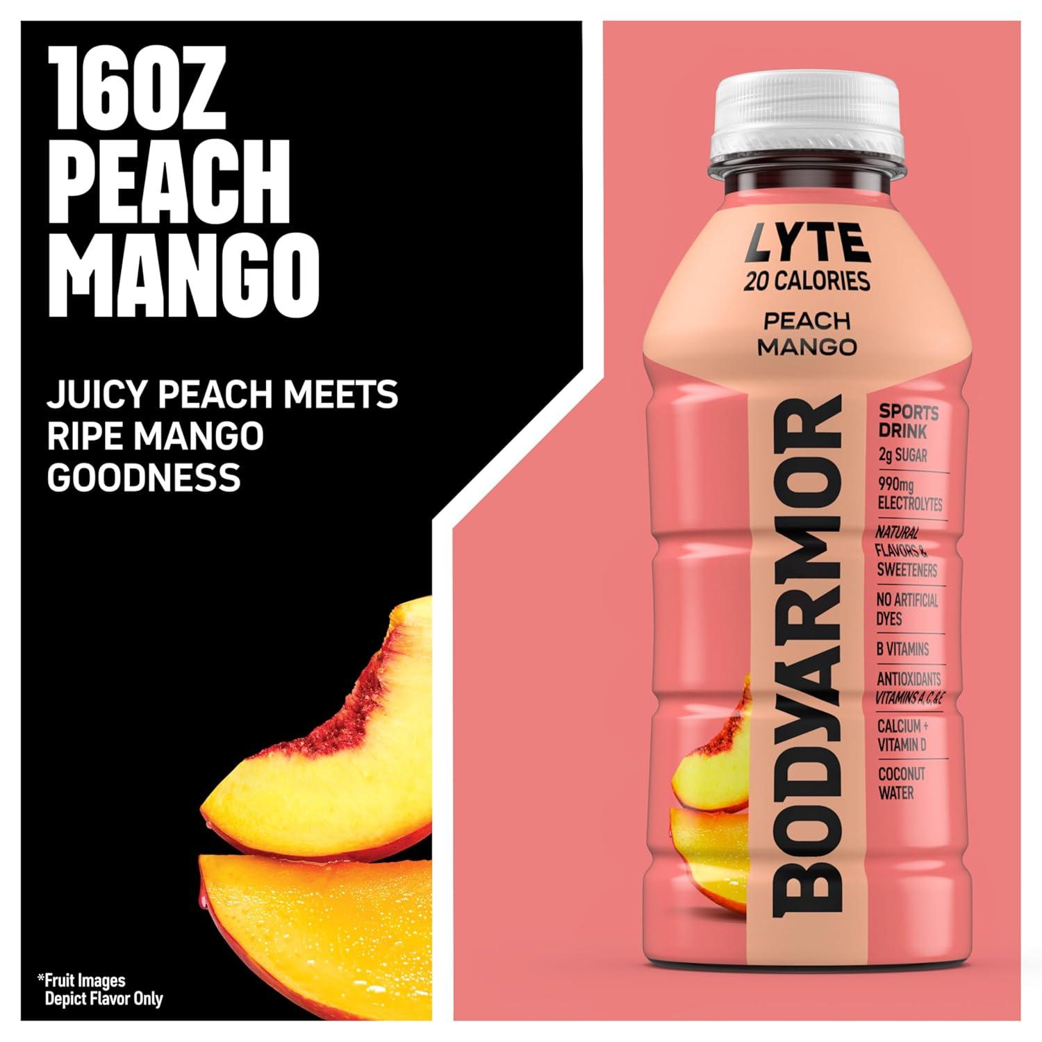 image:imageBODYARMOR LYTE Dragonfruit Berry Electrolyte Drink 20 Calories 16 Fl Oz Bottles 6 Pack Coconut Water Sports Drink Natural Flavor amp B VitaminsLyte Peach Mango