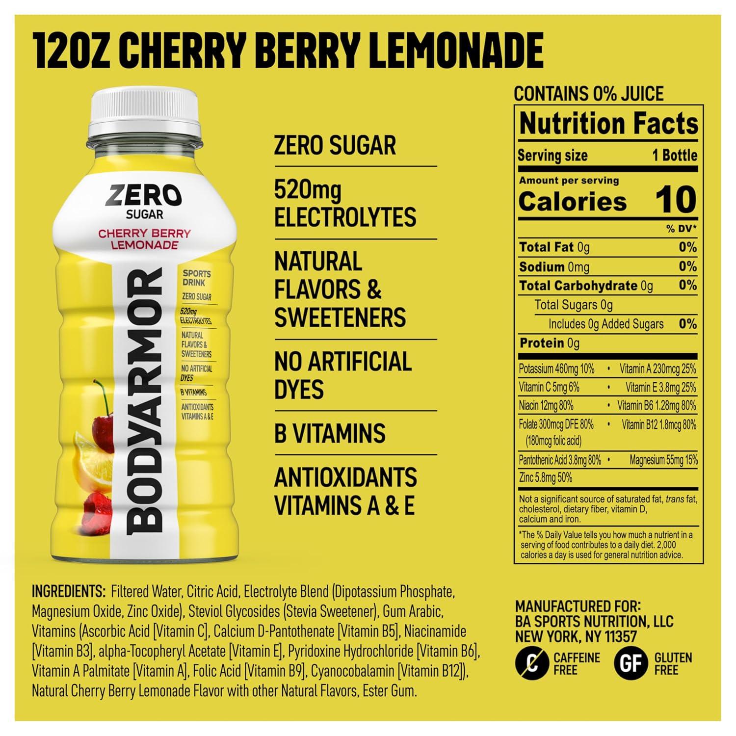 image:imageBODYARMOR LYTE Dragonfruit Berry Electrolyte Drink 20 Calories 16 Fl Oz Bottles 6 Pack Coconut Water Sports Drink Natural Flavor amp B VitaminsZero Cherry Berry Lemonade