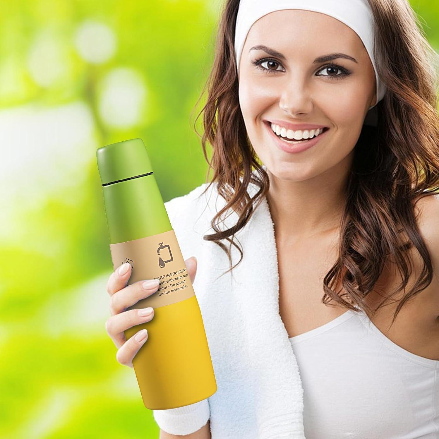 imageBouteille dentranement Coupe isolante pour bouteilles de boisson sportive Reflow Acier inoxydable Termos peut boire une tasse avec une grande capacit pour les hommes et les femmes voyager etVert Jaune