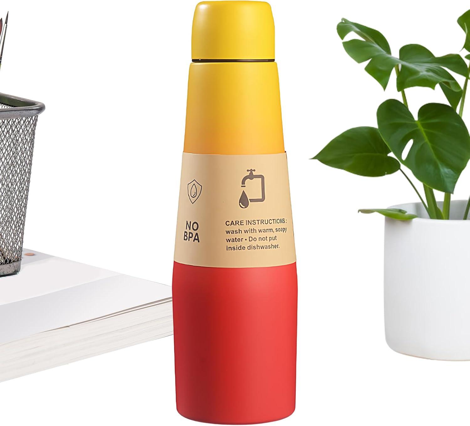 imageBouteille dentranement Coupe isolante pour bouteilles de boisson sportive Reflow Acier inoxydable Termos peut boire une tasse avec une grande capacit pour les hommes et les femmes voyager etRed And Yellow