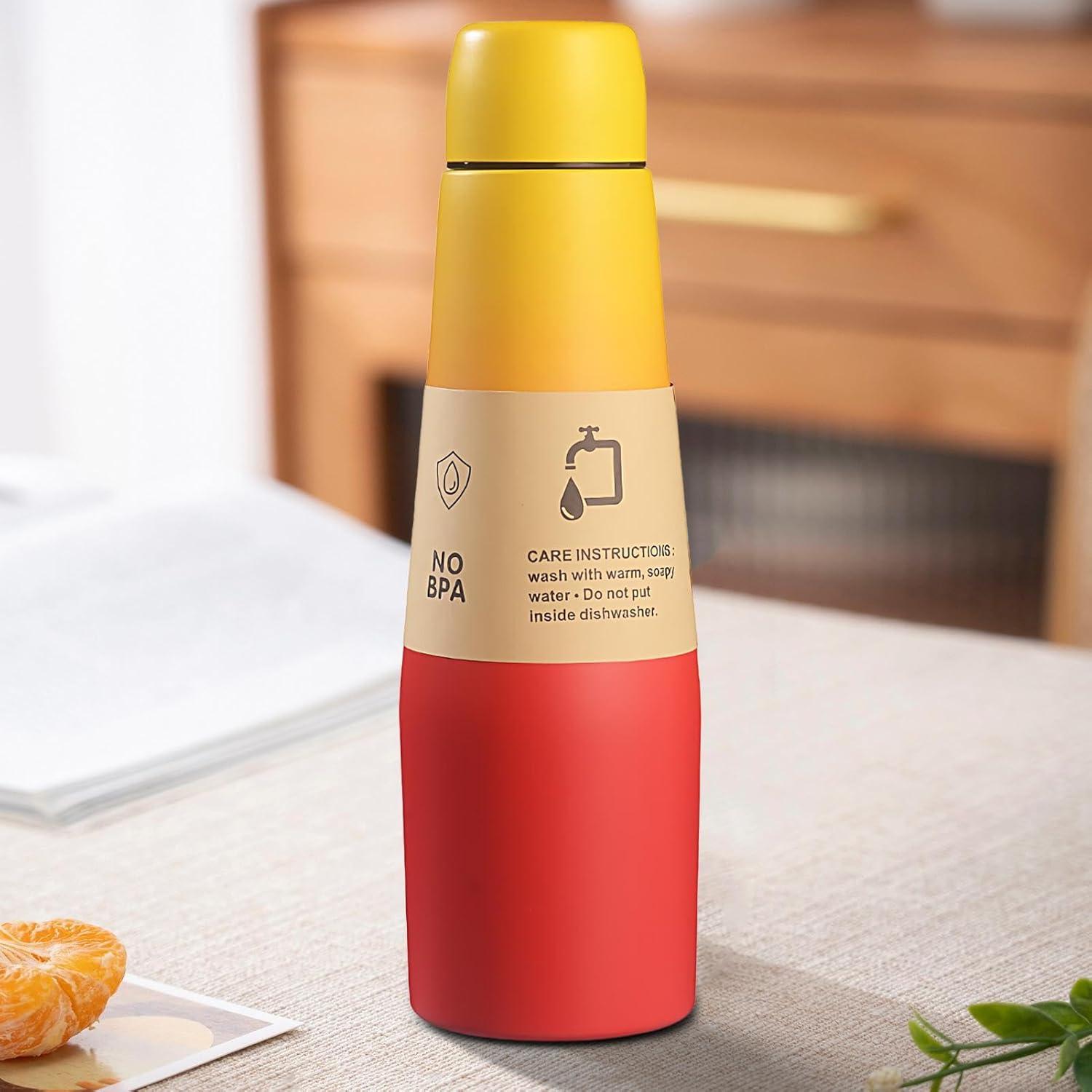 imageBouteille dentranement Coupe isolante pour bouteilles de boisson sportive Reflow Acier inoxydable Termos peut boire une tasse avec une grande capacit pour les hommes et les femmes voyager etRed And Yellow