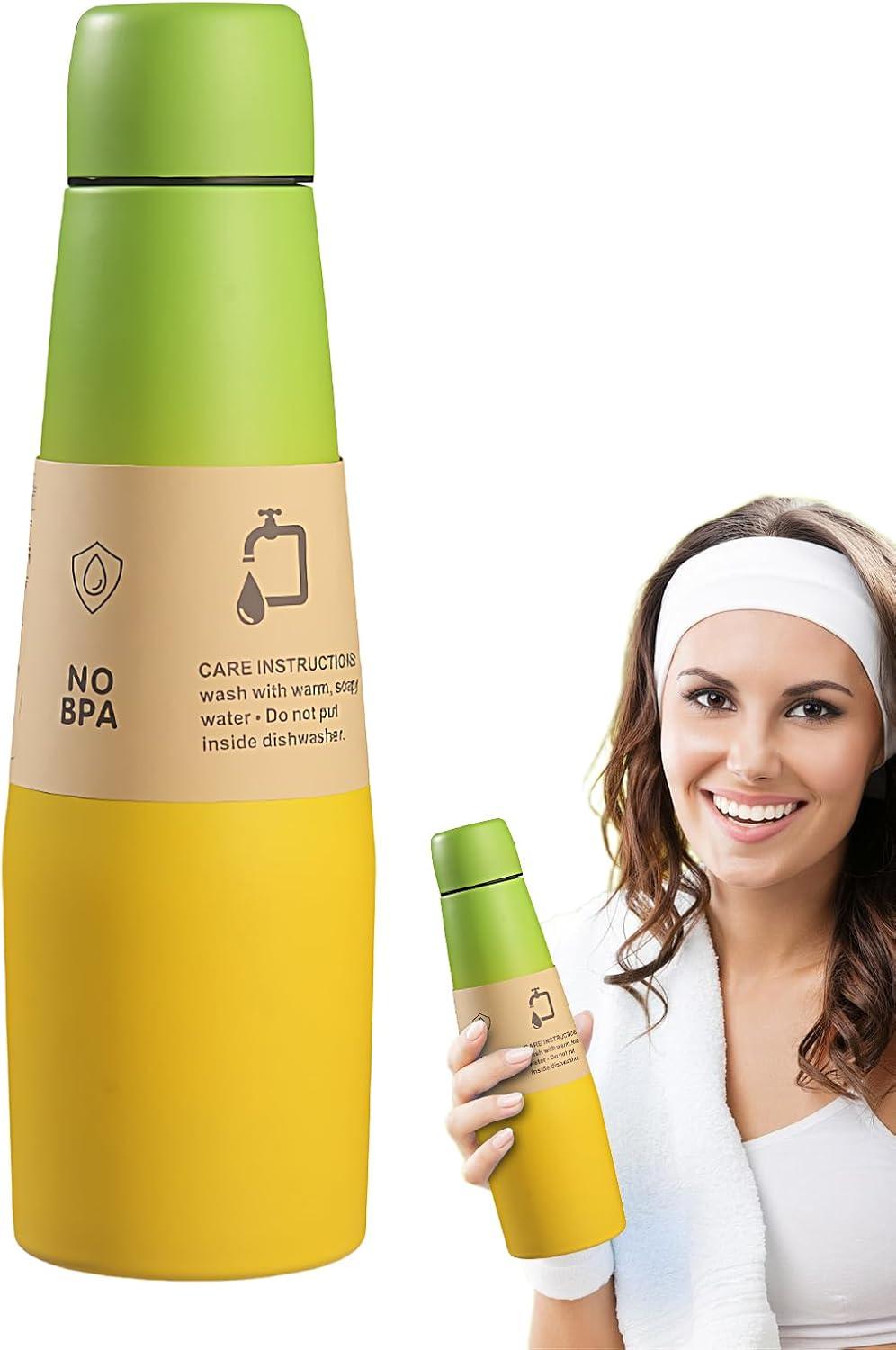 imageBouteille dentranement Coupe isolante pour bouteilles de boisson sportive Reflow Acier inoxydable Termos peut boire une tasse avec une grande capacit pour les hommes et les femmes voyager etVert Jaune