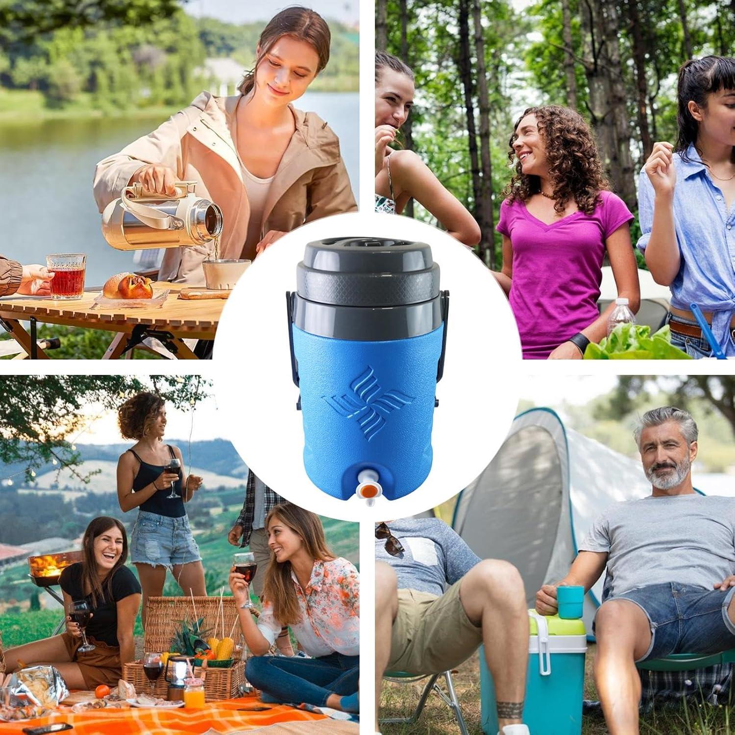 imageDispensateur de boissons en eau sportive distributeur de boissons isols 58 L distributeur deau extrieur portable avec poigne Rassembler des amis de la famille des amis de la famille pot de bBleu