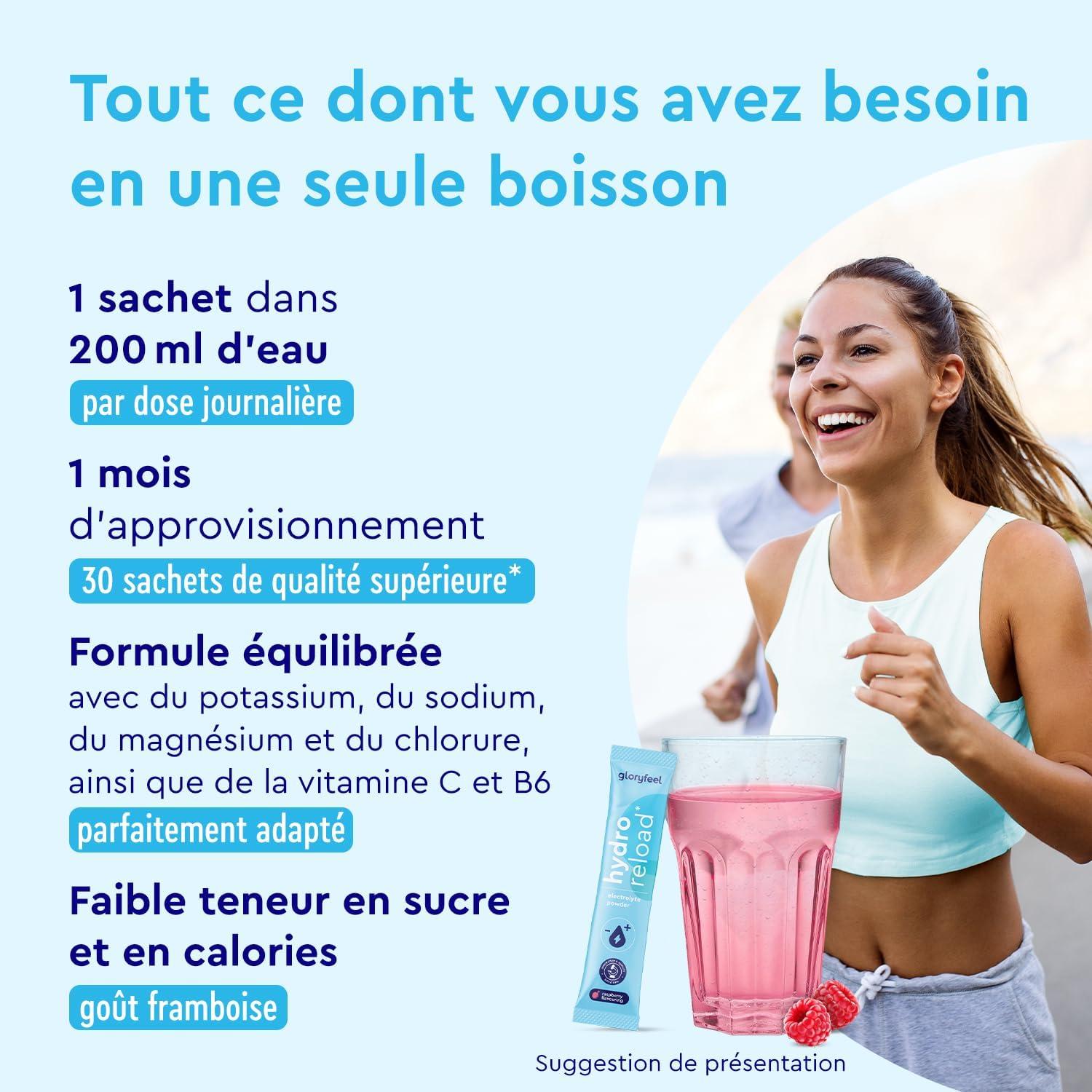 imageElectrolytes Hydratation et Glucides 30 Sachets Rhydratation Aprs le Sport Contre la Fatigue et Supporte Lnergie Potassium Magnsium et Chlorure Poudre Boisson Isotonique Arme dOrangeFramboise